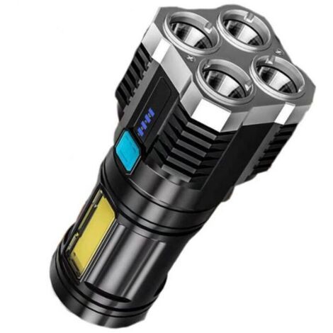 YIDOMDE Lampe de poche led multi-fonction forte lumière latérale lumière extérieure portable domestique USB rechargeable lampe de poche nouvelle lampe de poche (4LED + lumière latérale) (1/5)