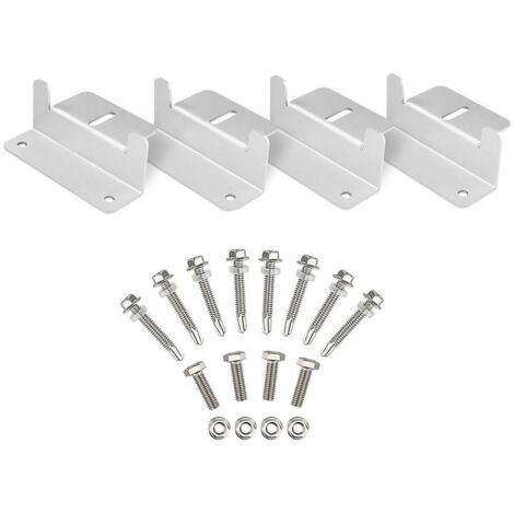 GROOFOO 1 Jeux de Supports en Z de Fixation de Panneaux Solaires sur le Toit avec Écrous et Boulons pour RV, Bateau, Toit, Mur et Autres Installations Hors Toit, Ensemble de 4 Unités (1/5)