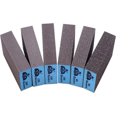 Lot De 6 Éponges De Ponçage, Blocs De Ponçage Lavables Et Réutilisables, Différents Niveaux De Rugosité, Bloc De Ponçage Humide Et Sec Pour Polissage Des Murs En Bois, Métal, 60/80/100/120/180/220 (1/5)