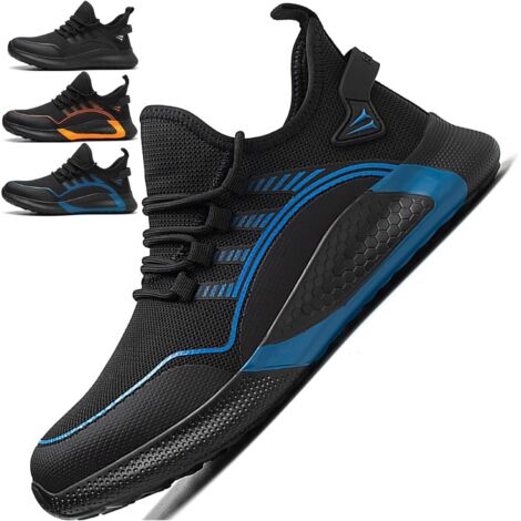 AIDUCHO Chaussures De Sécurité Hommes Femmes Avec Capuchon D'orteil En Acier, Entraîneurs De Sécurité Confortables Légers Smash Et Ponction De Chaussures De Travail Résistant Bleu-45 (1/5)