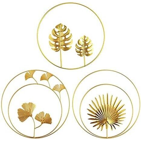 AIDUCHO Fer Mural Sculptures, 3pcs Décoration Murale En Métal Fer Ornements Murale En Feuille De Tortue Et Feuille De Palmier Pour Bureau À Domicile Salon Décoration Dhôtel (3pcs) (1/5)