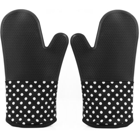 AIDUCHO Gants De Cuisine, En Silicone Anti-Dérapant Avec Doublure En Coton Polyester Matelassé Et Couche Interne Pour Faire Du Pain,1 Paire - Noir (1/5)