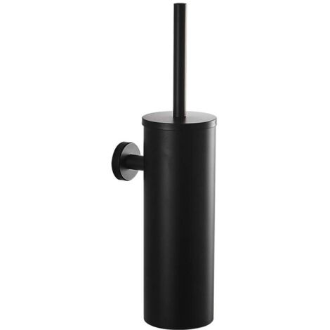 AIDUCHO Brosse de Toilette et Récipient en INOX Mural et Support avec Couvercle, Manche Longue Accessoires de Salle de Bain Noir Mat (1/5)