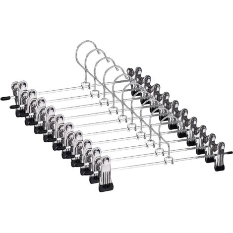 AIDUCHO Cintres Porte-Pantalons Antidérapant Cintres Pour Pantalons En Métal Avec Clips Réglables Cintres De Pantalon Pour Jupes, Pantalons, Jeans 28 Cm (Lot De 10)