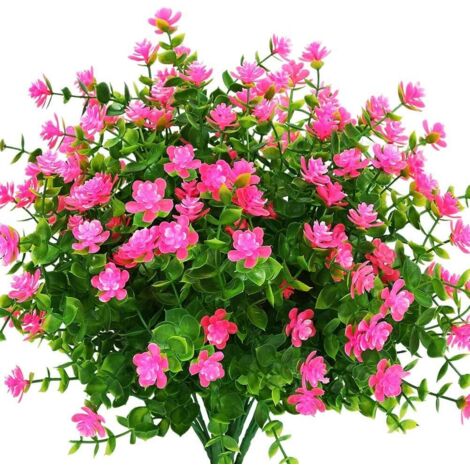 Fleurs Artificielles Faux Extérieur, Faux Plastique Verdure Pour Intérieur Extérieur Suspendu Jardinière Home Office Mariage Ferme Décor 12 Pcs Rose (1/5)