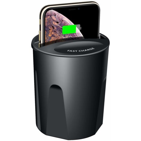 AIDUCHO Chargeur De Voiture Sans Fil Qi, 10w / 7,5w / 5w Support De Tasse De Chargeur De Voiture À Support De Charge Rapide Avec Double Port Usb (1/5)