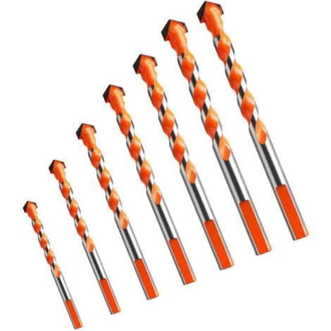 AIDUCHO Lot De 7 Forets À Percussion En Carbure ((3/4/5/6/8/10/12mm) Pour Mur, Miroir, Métal, Carrelage, Bois, Marbre, Verre (1/5)