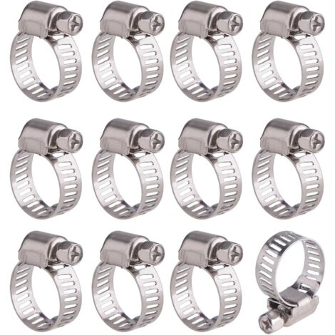 Lefou 12 Pièces Collier de Serrage Tuyau Ajustable en Acier Inoxydable Tuyau Pinces Clips Fixation (9-16 mm) Lefou (1/5)