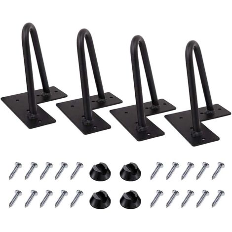 AIDUCHO 4 Pcs Jambes En Épingle À Cheveux 15cm De Longueur, Diy Furniture Metal Table Legs Perfect For Cabinet, Wardrobe, Tv Cabinets, Tiroirs, Table De Chevet, Diamètre De 10mm Satin Noir Two-Rod (1/5)