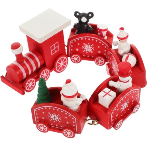 AIDUCHO Train De Noël Train De Noël En Bois Décoration De Train De Noël Ornements De Train De Noël Jouets De Train De Noël Décoration D'arbre De Noël Décoration De Table De Noël (1/4)