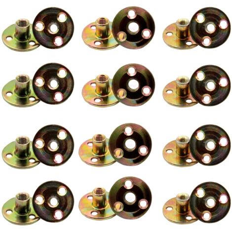 AIDUCHO Ecrou En T A 3trous 24pcs Écrou Ronde En Fer Le Fer Écrou Base Rond Écrou M6 M8 M10 Base Rond Écrou Tee Pour La Fixation De Meubles Ecrou De Bride A 3 Trous Ecrou Base Ronde (1/5)