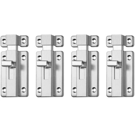4 Pcs Loquet, 3'' Targette en Acier Inoxydable, Loquet de porte coulissante, pour Salle de Bain, Toilettes, abri, Chambre avec Verrou à déclic, Installation Facile