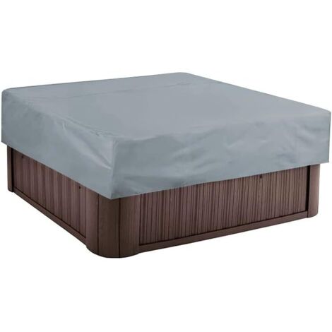 Housse De Protection Carrée Pour Bain À Remous Imperméables Housses Anti-Poussière En Polyester 210d Résistant Au Soleil Quatre Saisons Pour Baignoire De Jardin Extérieure 220 X 220 X 30cm Gris) (1/5)