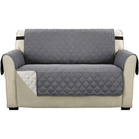 AIDUCHO Housse Réversible Double Face Pour Canapé Matelassé, Luxury Extra, Doux, À L'eau Avec Sangles De Fixation Élastiques,(Canapé 2 Places, Gris) (1/5)