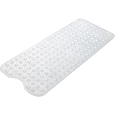 AIDUCHO Tapis de Baignoire Anti-dérapant,40×100cm Tapis de Douche de Bain avec Ventouses et Trous de Drainage PVC Anti Moisissure Lavable en Machine (Blanc) (1/5)