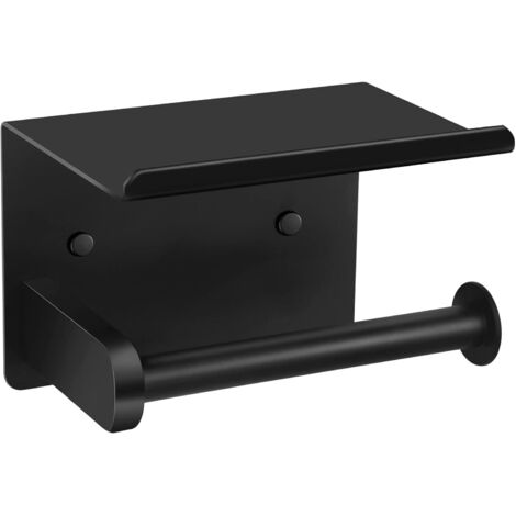 AIDUCHO Porte Papier Toilette Mural, Noir Support Papier Toilette Mural avec Étrangère, Derouleur Papier Toilette Murale sans Perçage, SUS304 Acier Inoxy Porte Rouleau Papier Toilette, Distributeur Pa (1/5)