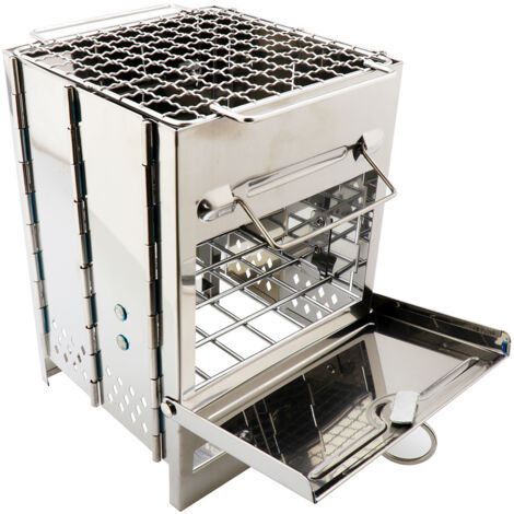 AIDUCHO Réchaud À Bois Portable En Acier Inoxydable Avec Sac De Rangement, Poêle À Bois Pliable Pour Barbecue En Plein Air, Barbecue, Randonnée, Voyage, Pique-Nique (1/5)