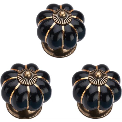 AIDUCHO Coloré Halloween Citrouille En Céramique 40x40mm(Diamètre x Hauteur) Armoire Porte Boutons Commode Tiroir Tire Meubles Armoire Cuisine Poignées Vintage Cuivre Matériel Avec Vis(Noir) 3pcs (1/5)