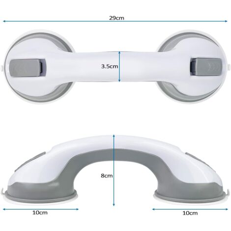 AIDUCHO Lot De 2 Poignées De Douche À Ventouse De 30 Cm Barre D'Appui WC, Baignoire Sécurité Poignée, Sans Perçage Amovible, pour Personnes Âgées, Handicapés, Enfants (1/4)