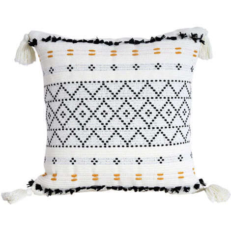 AIDUCHO Lot De 2 Housses De Coussin Décoratives Avec Pompons - Style Bohème - Pour Canapé, Chambre, Salon, Voiture - 45 X 45 Cm (1/5)