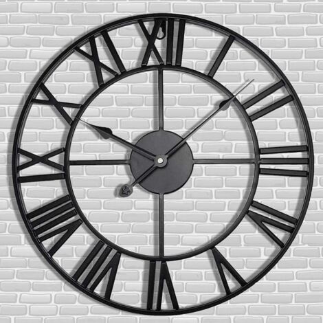 AIDUCHO Horloge Murale Vintage, Horloge Murale en Métal de 50 cm 3D Murale Industrielle Horloge Murale Vintage, Horloge Moderne pour Décoration de Salon Noir (1/5)