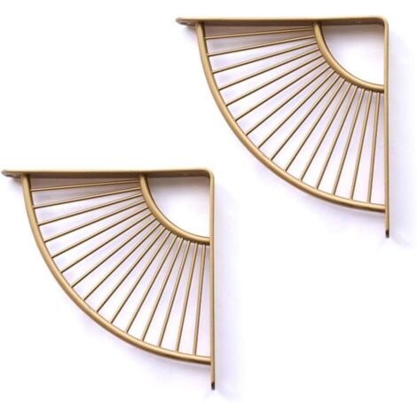 AIDUCHO Supports D'étagère Muraux 15x15cm Étagère De Cloison De Séparation En Ligne Décoration D'étagère De Cloison De Séparation Support Doré Support En Forme D'éventail (Or)2pcs (1/4)