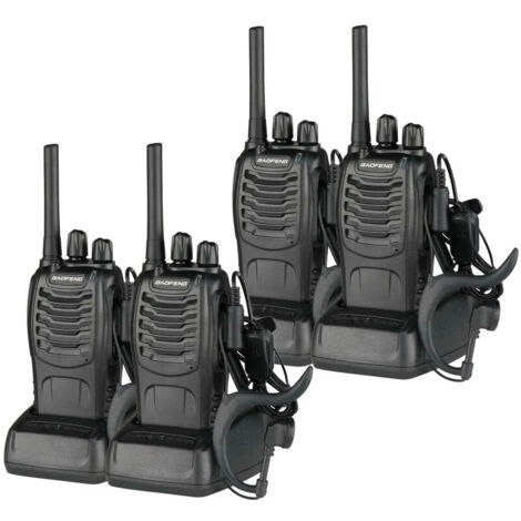 SVKBJROY 4PCS BF-88E 1500mAh Walkie-talkie en veille ultra-longue durée EU Standard Noir