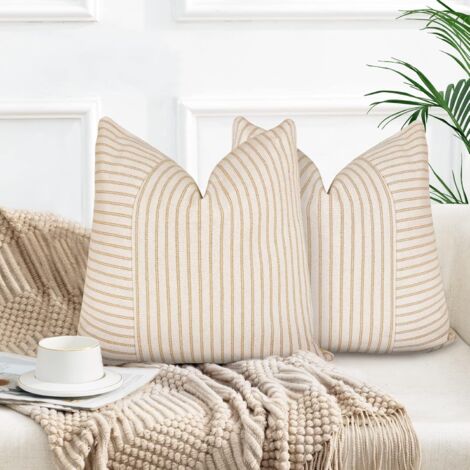 AIDUCHO Lot De 2 Housse Coussin 50 X 50 Housse De Coussin Coton Coton Coussin Canape Rayures Coussin Déco Bohème Coussin Canape Déco Pour Canapé Salon Chambre Coussins D'extérieur 50 X 50 Bleu