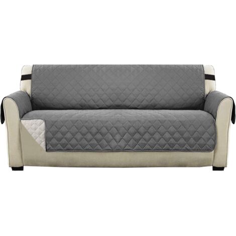 AIDUCHO Housse Réversible Double Face Pour Canapé Matelassé, Luxury Extra, Doux, À L'eau Avec Sangles De Fixation Élastiques, (Canapé Surdimensionné, Gris) (1/5)