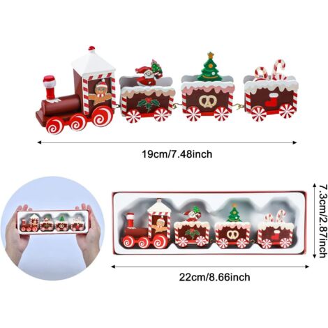 AIDUCHO Décor De Train De Noël, Ornement Train De Noël En Bois, Mini Train De Noël En Bois, Décorations De Table De Noël, Enfant Noël Vacances Fête Décoration Cadeau(B) (1/4)