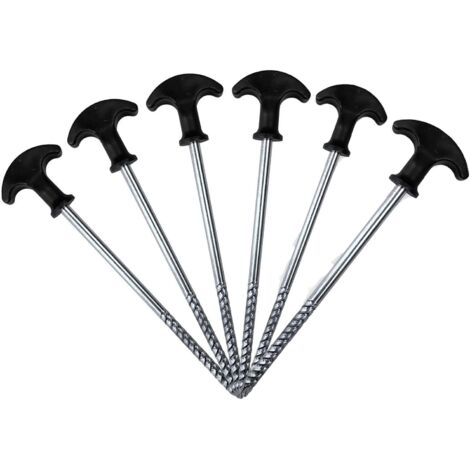 6 Pièces Piquets De Camping Antirouille, Piquets À Vis De Camping, Tente Pour Sol Dur Et Piquets D'auvent, Pour Tente, Pour Jardin, Camping, Voyage, Extérieur (1/5)