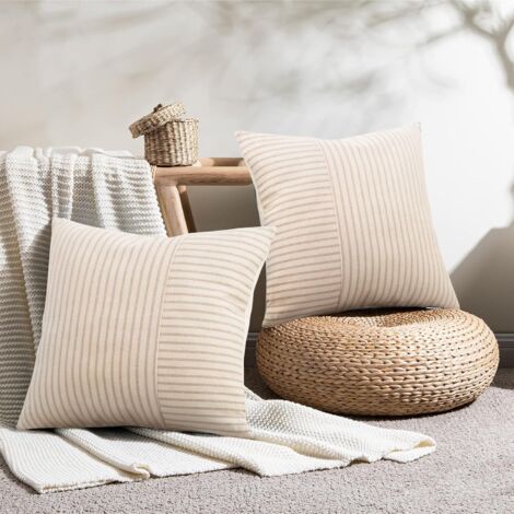 AIDUCHO Lot De 2 Housse Coussin 40 X 40 Housse De Coussin Coton Coton Coussin Canape Rayures Coussin Déco Bohème Coussin Canape Déco Pour Canapé Salon Chambre Coussins D'extérieur 40 X 40 Bleu