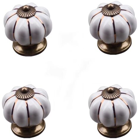 AIDUCHO 4 Pcs Boutons Vintage De Citrouille En Céramique 40x40mm(Diamètre x Hauteur) , Poignee De Meuble Antique, Boutons De Portes Tiroirs Poignée De Traction Avec Vis Pour Cuisine Placard, Commode, (1/5)