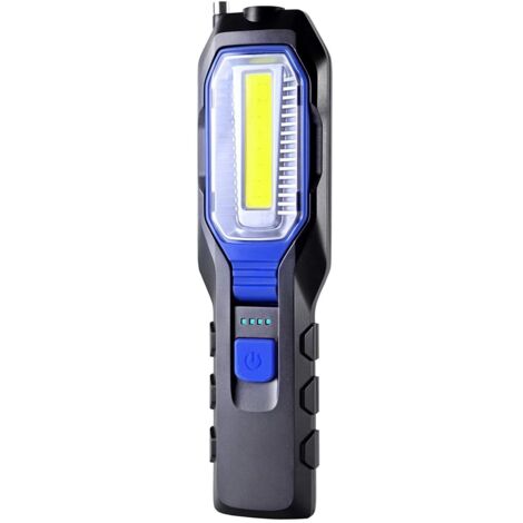 Lampes de poche (standard) Lampe Mecanicien Led Rechargeable Lampe de Travail COB Portable Rechargeable USB 2800mAh Batterie, Lampe torche à LED avec aimant, crochet et câble de chargement 3 en 1 DEN (1/5)