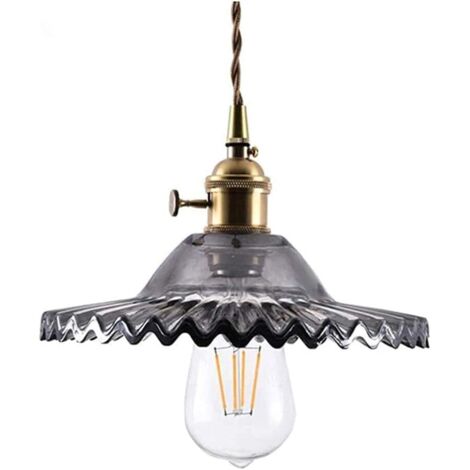 AIDUCHO Suspension En Laiton, Mini Suspension Vintage En Cuivre, Suspension En Verre Gris À Motif Rétro Pour Îlot De Cuisine, Salle À Manger, Entrée, Salon, Chambre, Couloir (1/5)