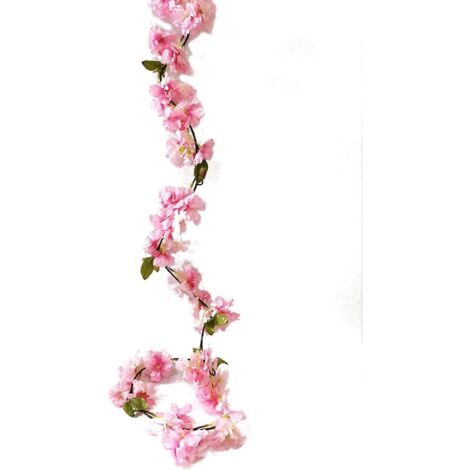 LangRay Fleurs de cerisier artificielles vigne plantes suspendues Faux Sakura guirlande fausse couronne de cerisier oriental fleur artificielle 5.8 FT rose clair (1/5)