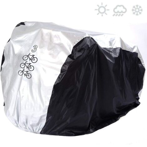 Housse de Vélo Extérieure pour 3 Vélos, Bâche Protection de Bicyclette en Tissu Polyester Imperméable Anti-Poussière Pluie Soleil Neige pour Vélo de Route VTT, 200x105x110cm