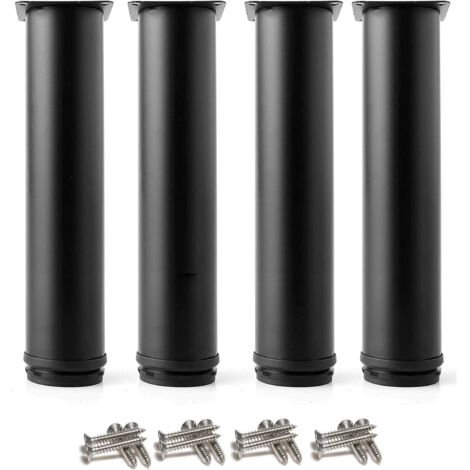 4 Pieds Noir Réglables 250mm De Hauteur Épaissir Les Pieds D'armoire Pieds De Table Pieds De Meubles, Acier Inoxydable Hauteur Réglable 0-15 Mm Venez Avec Des Vis En Acier Inoxydable MINKUROW (1/4)