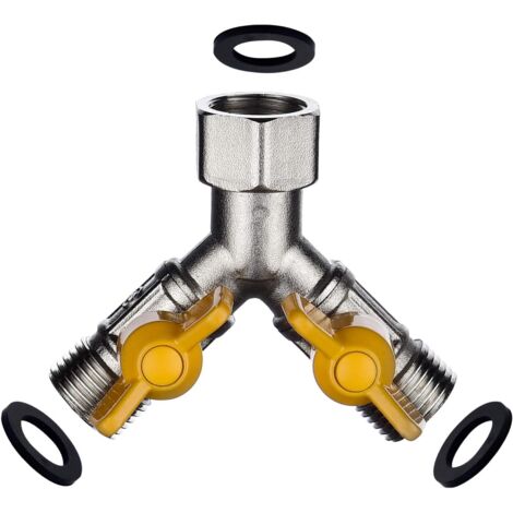 AIDUCHO Rechange Valve G 1/2 Raccord Y Laiton Vanne 3 Voies En Douchette Adaptateur Robinet D'arrêt Pour Cuisine Ou Salle De Bain