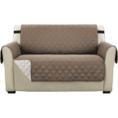 AIDUCHO Housse Réversible Double Face Pour Canapé Matelassé, Luxury Extra, Doux, À L'eau Avec Sangles De Fixation Élastiques,(Canapé 2 Places, Taupe) (1/5)
