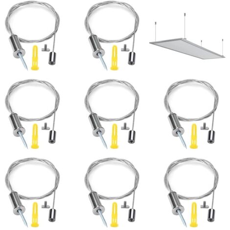 AIDUCHO Câbles Crochet Acier Inoxydable,16 Pièces Kit accrochage de cadre photo et miroir Universel de Câbles en Acier Kit pour Accrocher le Panneau LED Éclairage (1/5)