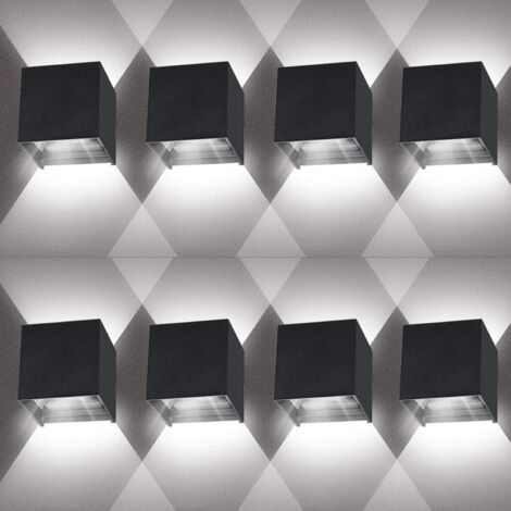 AIDUCHO 8 Pièces Applique Murale Interieur/Exterieur 12w 6000-6500k Applique Murales Exterieur Angle De Faisceau Réglable Lampe Murale Etanche Ip65 - Noir (1/5)
