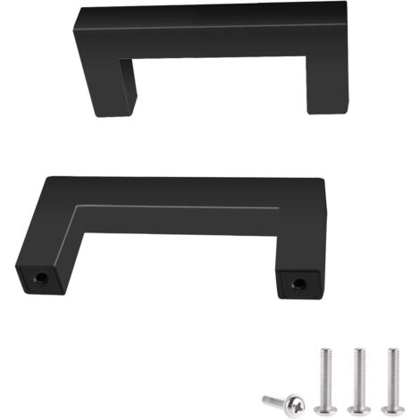 AIDUCHO Vente De Gros- Lot De 2 Poignées De Meuble Noires De L’entraxe 64 Mm Pour Armoires De Cuisine, Poignées De Tiroir En Acier Inoxydable, Poignées De Porte Noires Pour Armoires De Cuisine