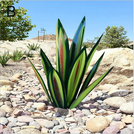 AIDUCHO Sculpture Rustique De Tequila - Art Décoration Statue Déco À La Maison, Figurines De Jardin, Ornements De Pelouse, Piquets De Jardin, Plantes D'agave En Métal Pour Cour Extérieure, 27cm Vert