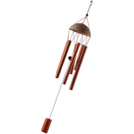 AIDUCHO Carillon À Vent En Bambou Décoration Pour Cour Jardin Extérieur Dôme Noix De Coco - Coquille De Noix De Coco (1/5)