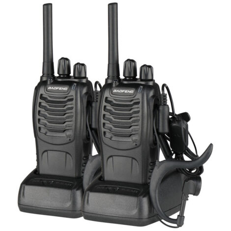 SVKBJROY 2PCS BF-88E 1500mAh Walkie-talkie en veille ultra-longue durée EU Standard Noir