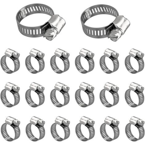 AIDUCHO 20 Pièces Tuyau Pinces Collier Serrage Inox 13-19 Mm Réglable Collier Serrage Collier De Serrage Robuste Et Résistant À La Rouille Pour Famille Tuyau D'eau Réservoir De Gaz Tube D'automobiles (1/5)
