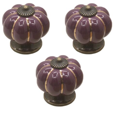 AIDUCHO Lot De 3 Coloré Halloween 40x40mm(Diamètre x Hauteur) Citrouille En Céramique Armoire Armoire Porte Boutons Commode Tiroir Tire Meubles Armoire Cuisine Poignées Vintage Cuivre Matériel Avec Vi (1/5)