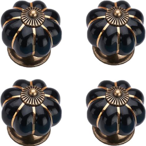 AIDUCHO Coloré Halloween Citrouille En Céramique 40x40mm(Diamètre x Hauteur) Armoire Porte Boutons Commode Tiroir Tire Meubles Armoire Cuisine Poignées Vintage Cuivre Matériel Avec Vis(Noir) 4pcs (1/5)