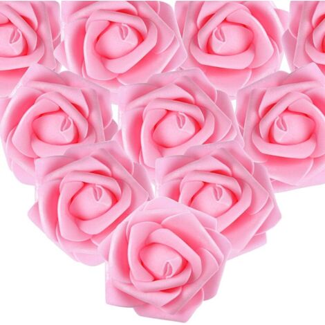 AIDUCHO 100pcs Rose Blanche Artificielle 7cm Fleur Saint Valentin Tête De Fleur Blanc Décoration Toussaint Anniversaire Mariage Party Cérémonie Accessoire De Cheveux Rose Foncé (1/5)